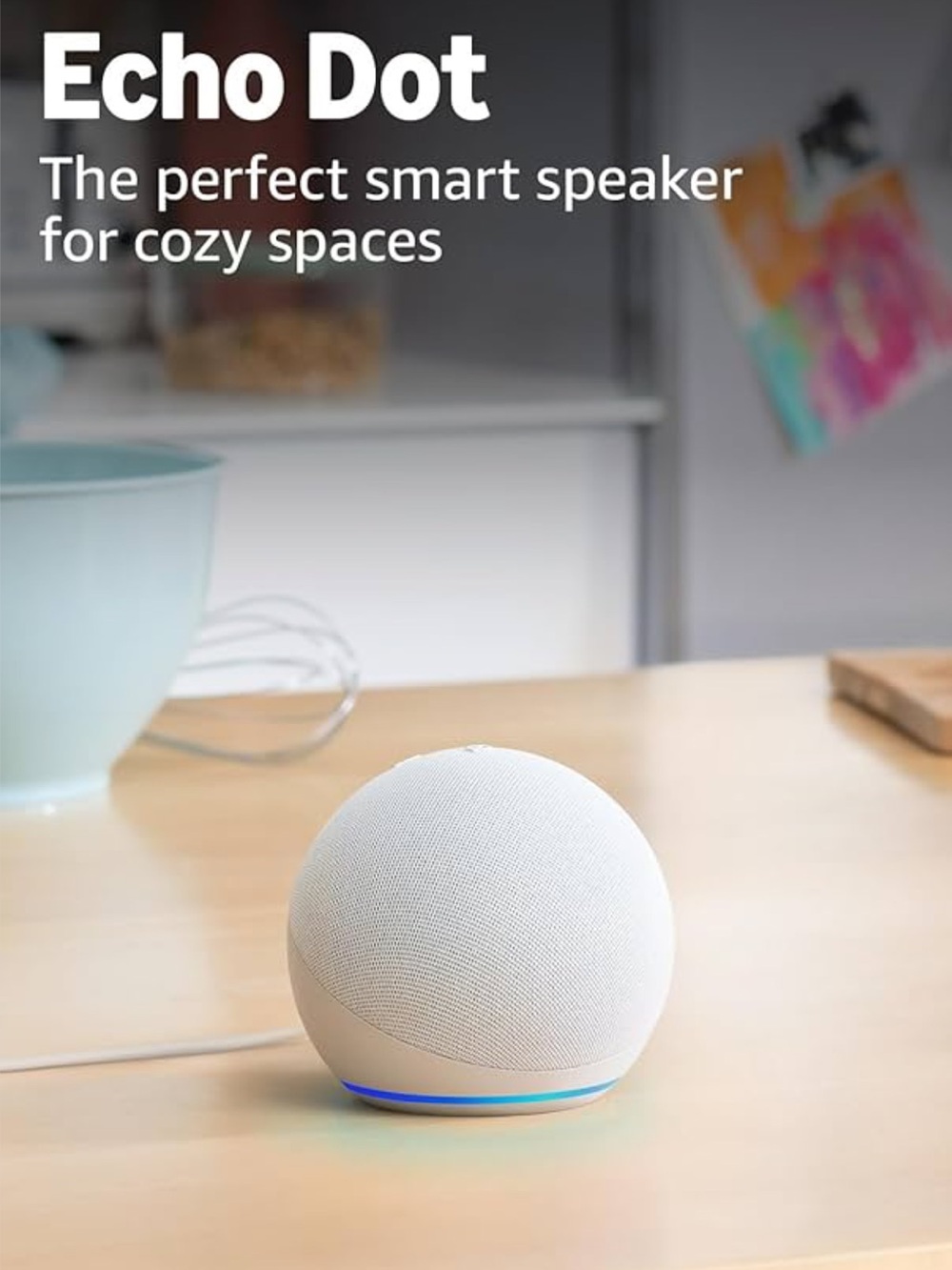 Echo Dot White with Blue Accent